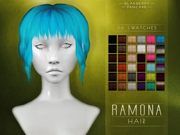 Alpha Ramona Hair Blahberry Pancake - The Sims 4 Custom Content