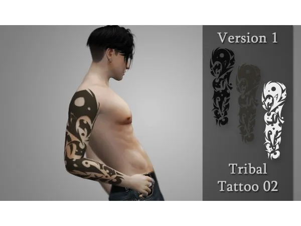 Mix Tribal Tattoo 02 by quirkykyimu - The Sims 4 Custom Content