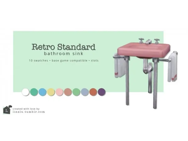 Alpha Linzlu retro standard bathroom sink - The Sims 4 Custom Content