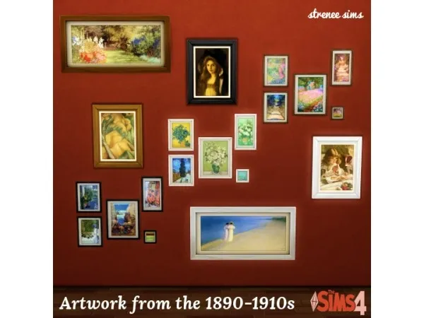 Alpha Art Series Artwork from the 1890 1910s by strenee - The Sims 4 Custom Content