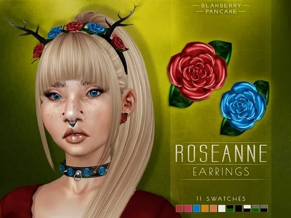 Alpha Roseanne Earrings Blahberry Pancake - The Sims 4 Custom Content