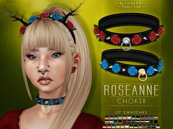 Alpha Roseanne Choker Blahberry Pancake - The Sims 4 Custom Content