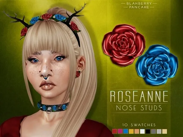 Alpha Roseanne Nose Studs Blahberry Pancake - The Sims 4 Custom Content