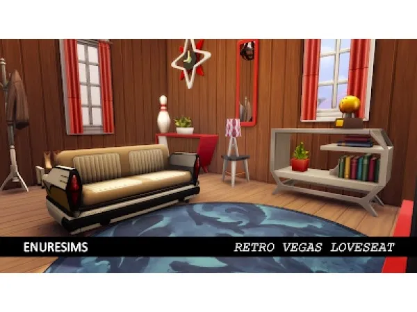 Alpha S3 RETRO VEGAS LOVESEAT style by enure - The Sims 4 Custom Content