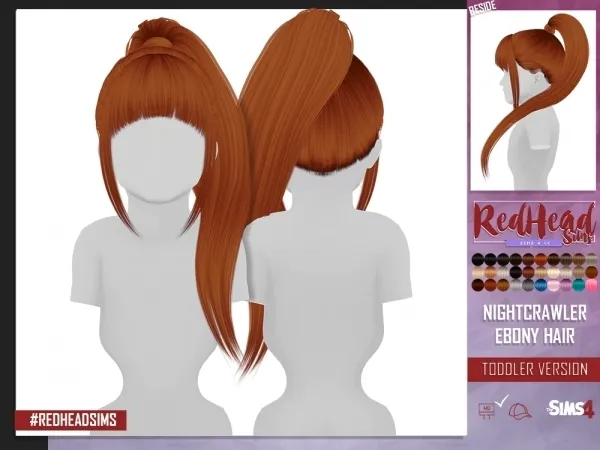 Alpha NIGHTCRAWLER EBONY HAIR TODDLER VERSION - The Sims 4 Custom Content