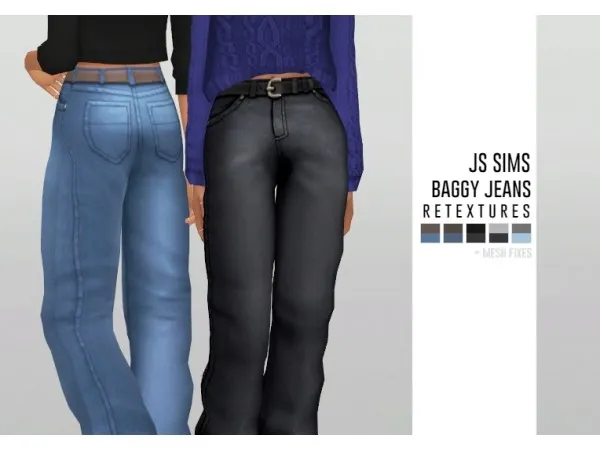 Maxis Match JS SIMS 4 Baggy Jeans Retextures by catsblob - The Sims 4 Custom Content