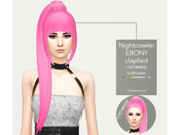 Mix Nightcrawler Ebony Hair Clayified by kotcatmeow - The Sims 4 Custom Content