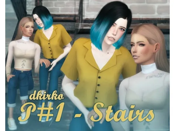 Alpha Pose1 Stairs Small gift by dkirko - The Sims 4 Custom Content