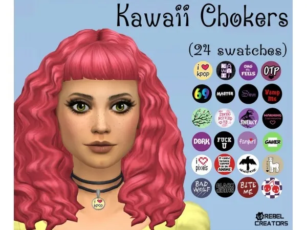 Maxis Match Kawaii Chokers by simsrebelcreators - The Sims 4 Custom Content