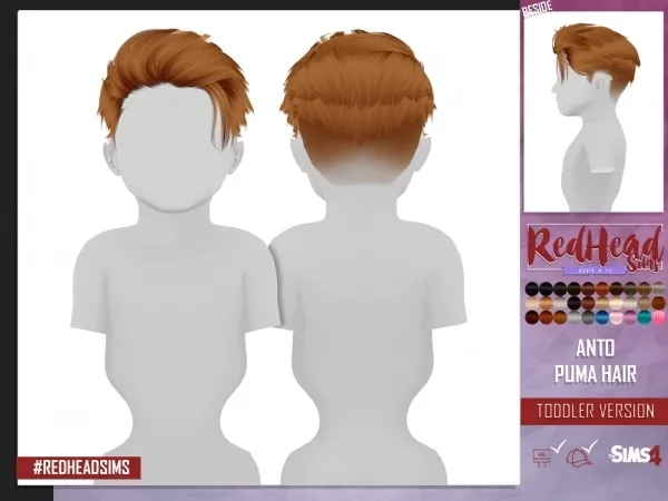 Alpha ANTO PUMA HAIR TODDLER VERSION - The Sims 4 Custom Content