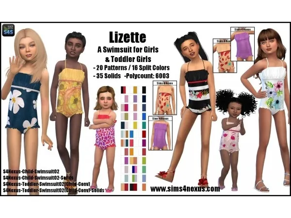 Alpha Lizette A Swimsuit for Girls Toddler Girls by sims4nexus - The Sims 4 Custom Content