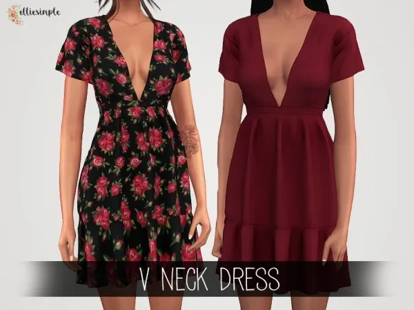Alpha Elliesimple V Neck Dress - The Sims 4 Custom Content