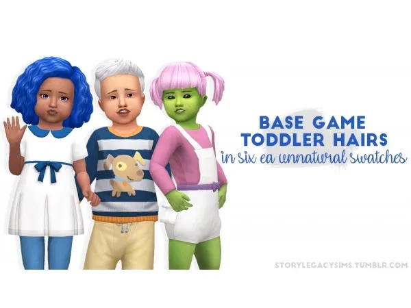 Alpha Base game toddler hairs in six ea unnatural swatches by storylegacysims - The Sims 4 Custom Content