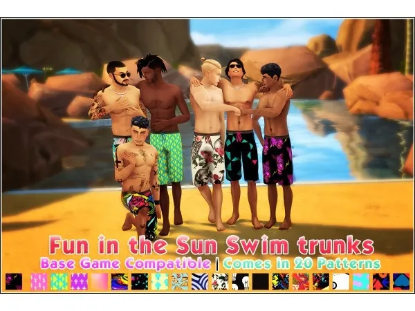 Maxis Match Moodaye Fun In The Sun Swim Trunks Retexture - The Sims 4 Custom Content