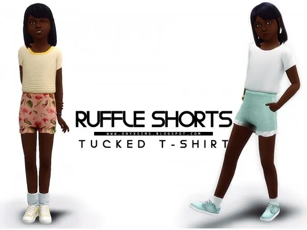 Alpha Ruffle Shorts Tucked t shirt by onyxsims - The Sims 4 Custom Content