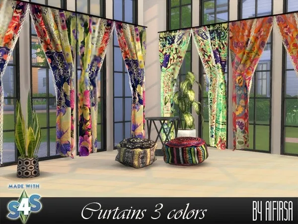 Alpha Boho curtains by aifirsa - The Sims 4 Custom Content