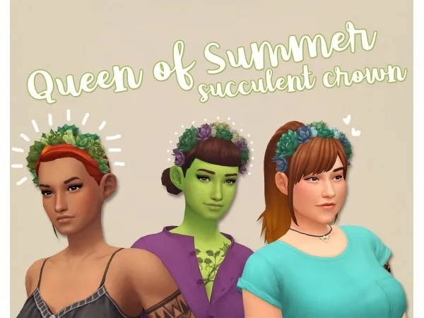 Maxis Match Queen of Summer Succulent Crown by hamburgercakes - The Sims 4 Custom Content