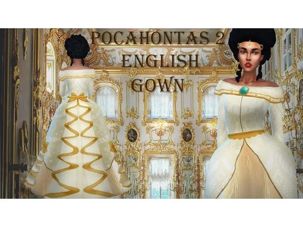 Alpha POCAHONTAS ENGLISH GOWN by stardustsims4 - The Sims 4 Custom Content