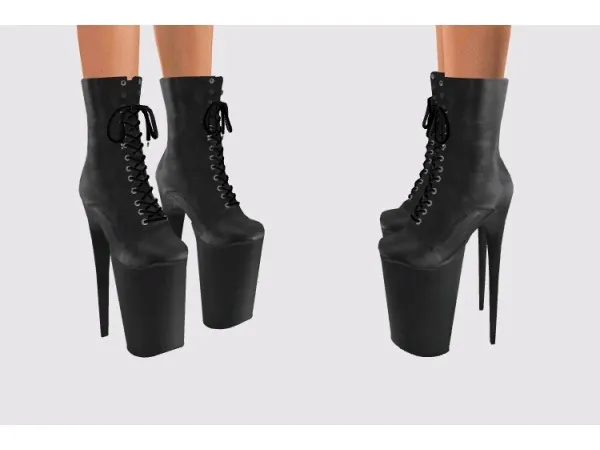 Alpha Beyond 1020 black faux Pleaser Boots by zvlaaa - The Sims 4 Custom Content