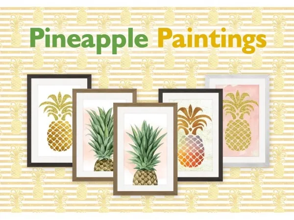 Maxis Match Tropical Pineapple Paintings by simplistic - The Sims 4 Custom Content