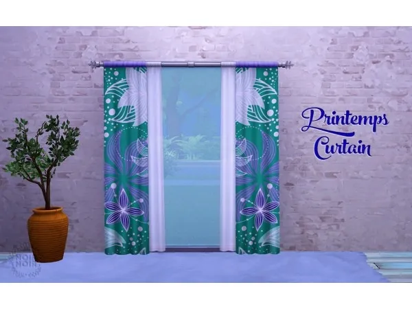 Alpha Printemps Curtain by ladysilvertongue - The Sims 4 Custom Content