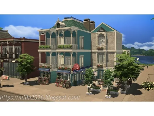 Maxis Match Flower shop with apartment by milki2526 - The Sims 4 Custom Content