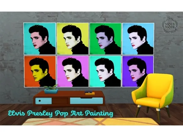 Alpha Elizabeth Taylor and Elvis Presley Pop Art Painting by Noir Noir - The Sims 4 Custom Content