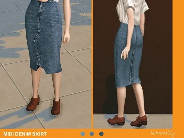 Alpha Midi Denim Skirt - The Sims 4 Custom Content
