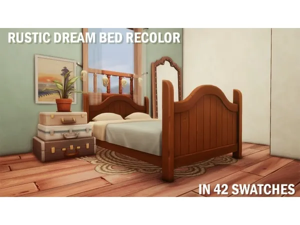 Maxis Match RUSTIC DREAMS BED RECOLOR by selvadrada - The Sims 4 Custom Content