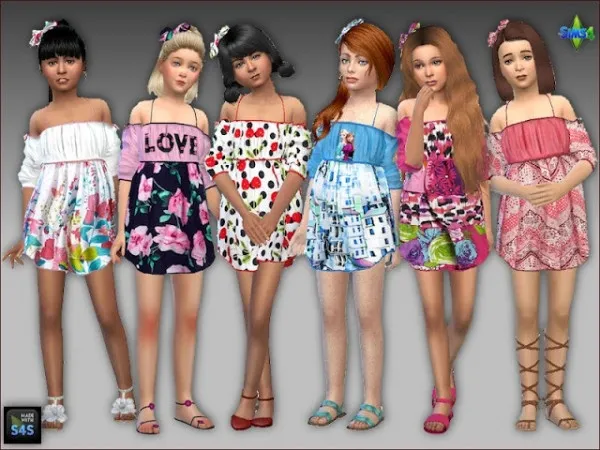 Alpha SUMMER DRESSES AND HAIR BOWS FOR GIRLS della vita by arte - The Sims 4 Custom Content
