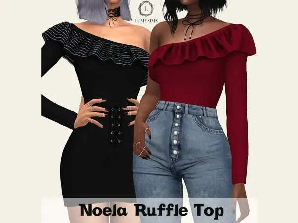 Alpha Noela Ruffle Dress - The Sims 4 Custom Content