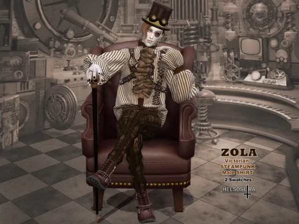 Alpha ZOLA Victorian Steampunk Shirt Male - The Sims 4 Custom Content