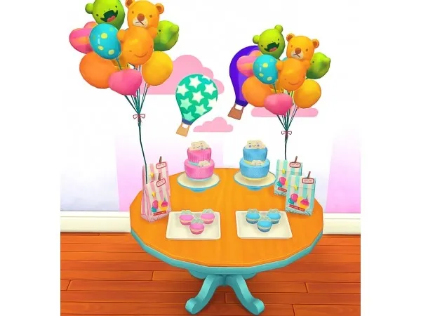 Alpha Josie Baby Shower Deco Cloud Cake and Cupcakes by josiesimblr - The Sims 4 Custom Content