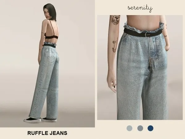 Alpha Ruffle Jeans by serenity-cc - The Sims 4 Custom Content