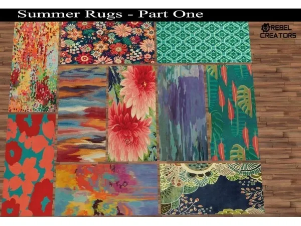 Alpha Summer Rug Collection and rebellion by sims - The Sims 4 Custom Content