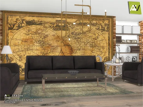 Alpha Chesterfield Living Room by thesimsresource - The Sims 4 Custom Content