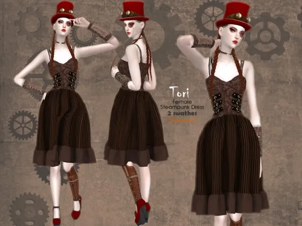 Alpha TORI Steampunk Dress - The Sims 4 Custom Content