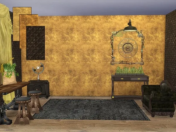 Alpha D720_Steampuk Metal Wall by thesimsresource - The Sims 4 Custom Content