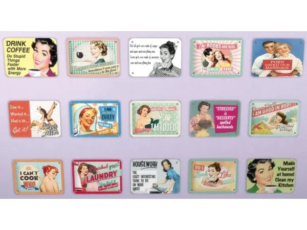 Alpha Metal Retro Wall Signs by - The Sims 4 Custom Content