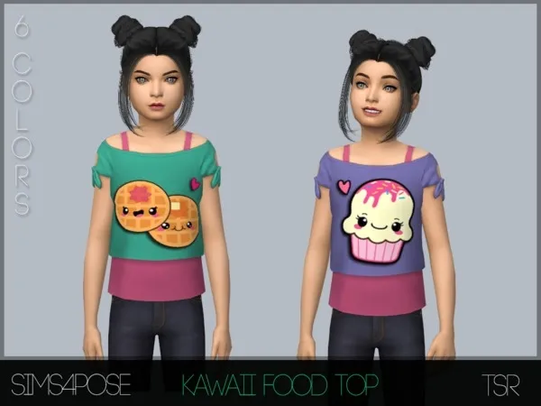 Alpha S4P Child Kawaii Food Top - The Sims 4 Custom Content