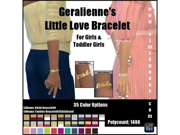 Alpha Geraliennes Little Love Bracelet For Girls Toddler Girls by sims4nexus - The Sims 4 Custom Content