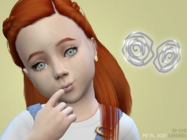 Alpha BR sims Metal Rose Earrings Toddler - The Sims 4 Custom Content