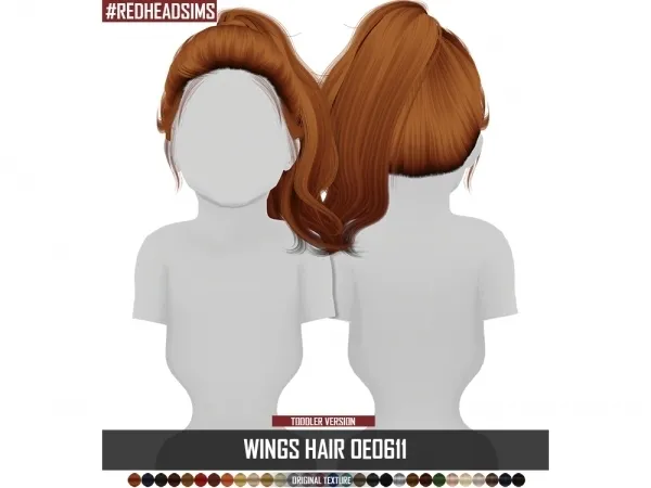 Alpha WINGS HAIR OE0611 TODDLER by redheadsims - The Sims 4 Custom Content