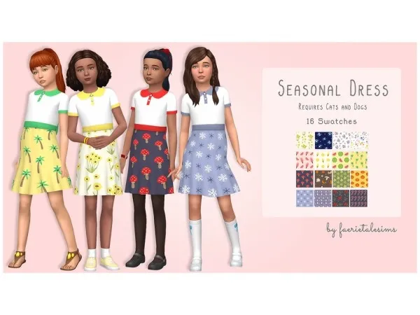 Maxis Match Seasonal Dress by faerietalesims - The Sims 4 Custom Content