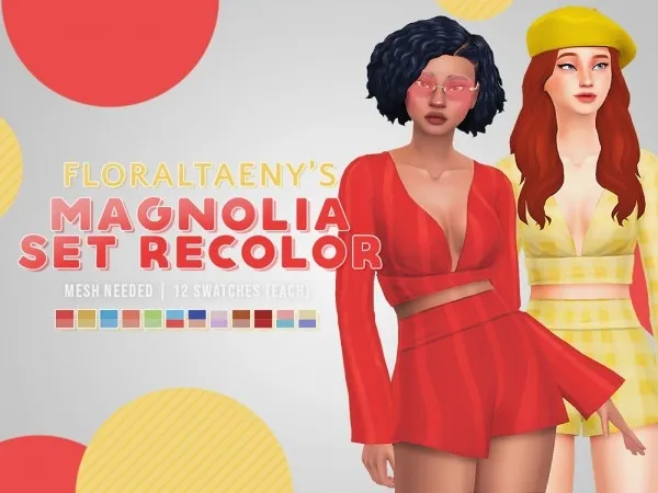 Maxis Match FLORALTAENYS MAGNOLIA SET RECOLOR - The Sims 4 Custom Content