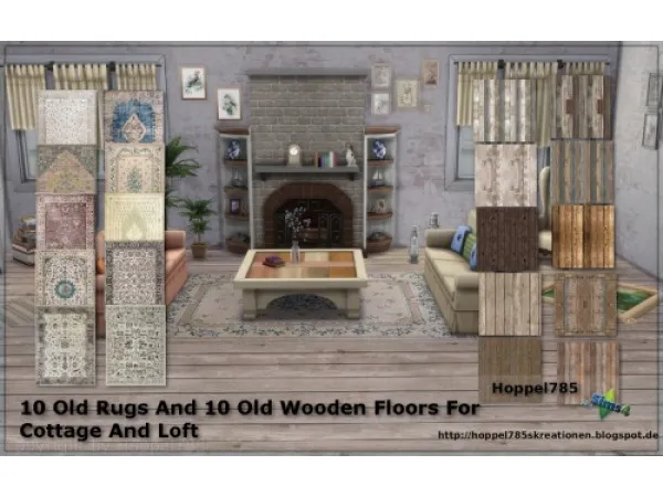 Alpha Sims 4 Old Rugs2 and Old Wooden Floors by Hoppel785 - The Sims 4 Custom Content
