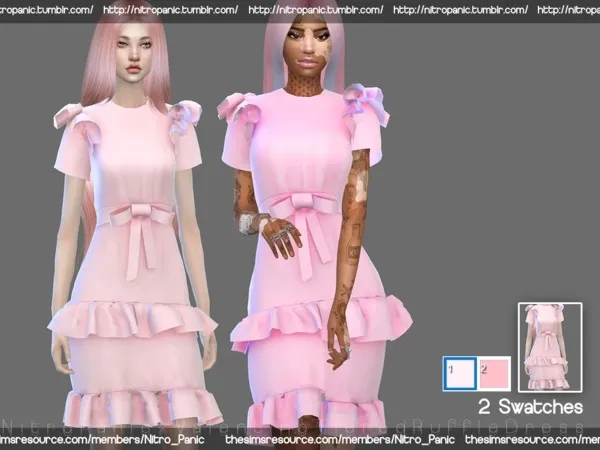 Alpha NP x VALENTINO tiered ruffle dress by thesimsresource - The Sims 4 Custom Content
