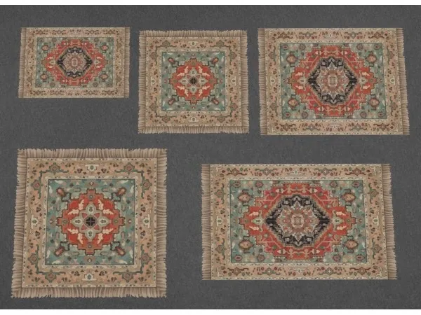 Alpha JAIPUR FRINGED AND MYTHOS RUGS by brazenlotus - The Sims 4 Custom Content
