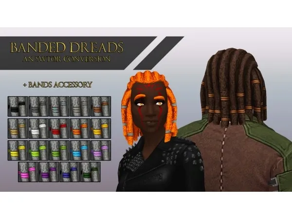 Maxis Match SWTOR Conversion Banded Dreads by voidfeather - The Sims 4 Custom Content