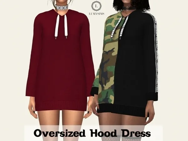 Alpha Oversized Hood Dress - The Sims 4 Custom Content